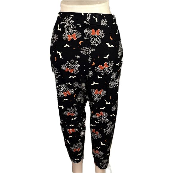 Disney +3 Black Stretch High Waisted Spooky Spider Webs & Bows Graphic Leggings - Picture 4 of 6
